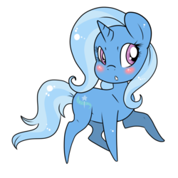 Size: 800x800 | Tagged: safe, artist:rannarbananar, trixie, pony, unicorn, g4, blushing, chibi, female, mare, simple background, solo, transparent background