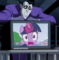 Size: 390x394 | Tagged: safe, twilight sparkle, human, g4, batman, television, the joker