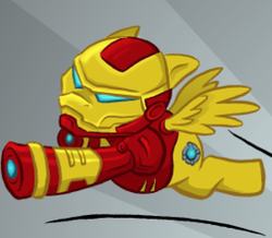 Size: 273x238 | Tagged: safe, pegasus, pony, armor, crossover, flying, iron man, ponified, solo