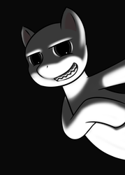Size: 500x700 | Tagged: artist needed, source needed, safe, earth pony, pony, black background, creepy, creepy smile, looking at you, male, max (sam and max), ponified, rule 85, sam and max, simple background, smiling, solo, stallion