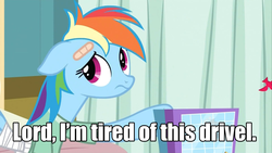 Size: 1920x1080 | Tagged: safe, edit, edited screencap, screencap, rainbow dash, pony, g4, read it and weep, battleship, female, floppy ears, image macro, sam and max, solo