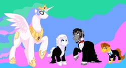 Size: 894x488 | Tagged: safe, artist:geckofly, princess celestia, alicorn, earth pony, pony, g4, abraham lincoln, american presidents, clothes, female, george washington, john f. kennedy, male, mare, ponified, president, stallion, suit