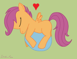 Size: 880x680 | Tagged: safe, artist:dashaloo, scootaloo, pegasus, pony, g4, egg, female, filly, scootachicken, solo