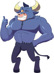 Size: 772x1040 | Tagged: safe, artist:3vad, artist:x3dave, iron will, minotaur, g4, cute, grin, looking at you, male, nose piercing, nose ring, one eye closed, piercing, septum piercing, smiling, solo, thumbs up, willabetes, wink
