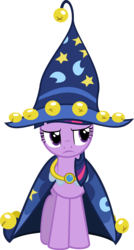 Size: 3780x7062 | Tagged: safe, artist:mysteriouskaos, star swirl the bearded, twilight sparkle, pony, unicorn, g4, luna eclipsed, cape, clothes, cosplay, costume, female, frown, glare, hat, nightmare night costume, simple background, solo, star swirl the bearded costume, transparent background, twilight the bearded, vector