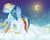 Size: 992x802 | Tagged: safe, artist:tinuleaf, rainbow dash, pony, g4, clothes, cloud, cloudy, dress, female, moon, night, sky, solo, stars, veil, wedding dress