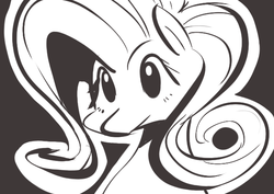 Size: 622x441 | Tagged: safe, artist:sunibee, fluttershy, pony, g4, female, monochrome, solo