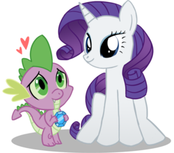 Size: 1000x883 | Tagged: safe, artist:ecokitty, rarity, spike, dragon, pony, unicorn, g4, female, horn, male, mare, ship:sparity, shipping, simple background, straight, transparent background