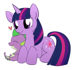 Size: 2192x2000 | Tagged: safe, artist:ecokitty, spike, twilight sparkle, dragon, pony, unicorn, g4, high res, simple background, transparent background, unicorn twilight