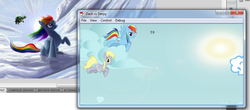 Size: 919x405 | Tagged: safe, artist:php192, derpy hooves, rainbow dash, pegasus, pony, g4, female, flash, game, mare