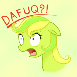 Size: 800x800 | Tagged: safe, artist:oegiap, oc, oc only, oc:citrus twist, pony, dafuq, open mouth, pinpoint eyes, reaction image, solo