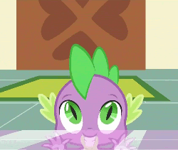 Size: 500x422 | Tagged: safe, screencap, spike, dragon, g4, season 2, secret of my excess, animated, baby, baby dragon, cute, grin, male, out of context, smiling, solo, spikabetes, squee