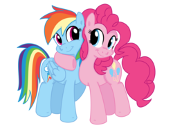 Size: 1128x844 | Tagged: safe, artist:bswprecious, pinkie pie, rainbow dash, g4, female, hug, lesbian, ship:pinkiedash, shipping