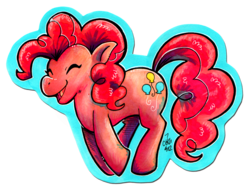 Size: 900x686 | Tagged: safe, artist:chu, pinkie pie, earth pony, pony, g4, ^^, eyes closed, female, needs more saturation, outline, pronking, simple background, smiling, solo, transparent background