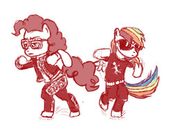 Size: 900x675 | Tagged: safe, artist:aa, pinkie pie, rainbow dash, g4, dancing, everyday i'm shufflin', female, lmfao, party rock anthem (lmfao feat. lauren bennett & goonrock), simple background, white background