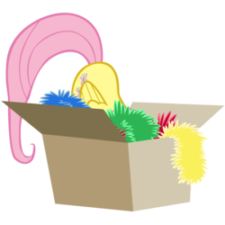 Size: 1600x1602 | Tagged: safe, fluttershy, pegasus, pony, g4, hearth's warming eve (episode), box, flutterbox, solo