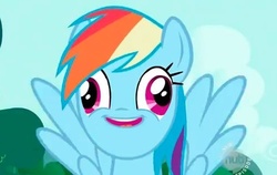 Size: 492x311 | Tagged: safe, rainbow dash, g4, derp, female, hub logo, hubble