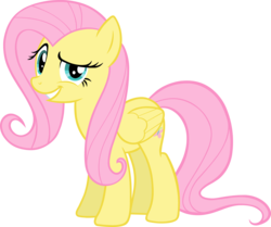 Size: 4000x3336 | Tagged: safe, artist:wildtiel, fluttershy, pegasus, pony, g4, always works, dreamworks face, female, folded wings, grin, high res, mare, simple background, smiling, solo, transparent background, vector, wings