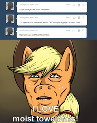 Size: 750x954 | Tagged: safe, artist:silentbutbeardly, applejack, earth pony, pony, ask the skyrim ponies, g4, ambiguous gender, gamer poop, parody, skyrim, solo, the elder scrolls