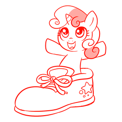 Size: 1000x1000 | Tagged: safe, artist:madmax, sweetie belle, g4, characters inside shoes, cute, shoes