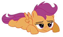 Size: 2000x1176 | Tagged: safe, artist:tgolyi, scootaloo, pony, g4, female, prone, sad, solo