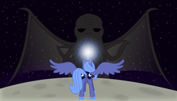 Size: 1400x800 | Tagged: safe, artist:adcoon, princess luna, alicorn, pony, g4, cthulhu, cthulhu mythos, female, mare, s1 luna, show accurate