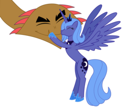 Size: 2500x2200 | Tagged: safe, artist:adcoon, princess luna, alicorn, hydra, pony, g4, crack shipping, female, high res, kissing, lundra, male, mare, multiple heads, s1 luna, shipping, show accurate, simple background, straight, transparent background