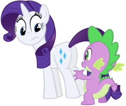 Size: 2500x2100 | Tagged: safe, artist:adcoon, rarity, spike, pony, unicorn, g4, lesson zero, butt, duo, high res, looking at butt, looking back, plot, rearity, show accurate, simple background, transparent background