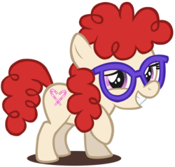Size: 900x859 | Tagged: dead source, safe, artist:ronaldhennessy, twist, earth pony, pony, call of the cutie, g4, female, filly, glasses, sheepish, simple background, solo, transparent background, vector