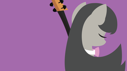 Size: 1920x1080 | Tagged: safe, artist:bluepedro, octavia melody, earth pony, pony, g4, bowtie, bust, cello, eyes closed, female, lineless, mare, minimalist, musical instrument, portrait, purple background, simple background, solo, wallpaper