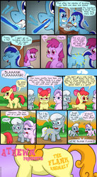 Size: 850x1553 | Tagged: safe, artist:fadri, apple bloom, berry punch, berryshine, carrot top, diamond tiara, golden harvest, minuette, silver spoon, comic:and that's how equestria was made, g4, comic, the flank anomaly