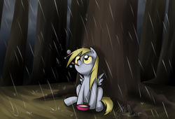Size: 1424x968 | Tagged: safe, artist:cat-cly, derpy hooves, pony, fanfic:bubbles, g4, bubble, fanfic, female, filly, foal, sad, solo
