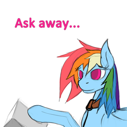 Size: 900x900 | Tagged: safe, rainbow dash, g4, askblinddash, collar, female, leash