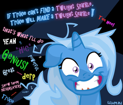 Size: 2100x1800 | Tagged: dead source, safe, artist:slitherpon, trixie, pony, g4, female, insanity, mare, solo