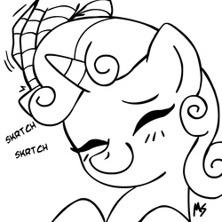 Size: 945x945 | Tagged: safe, artist:megasweet, sweetie belle, pony, g4, female, filly, male, monochrome, solo, spider-man