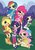 Size: 600x850 | Tagged: dead source, safe, artist:artnerdem, applejack, fluttershy, pinkie pie, rainbow dash, rarity, twilight sparkle, human, rabbit, g4, animal, applejack's hat, blushing, book, book of harmony, carrot, clothes, cowboy hat, crossover, dress, excited, eyeshadow, female, food, galaxy girls, glasses, group photo, group shot, hat, humanized, leggings, lips, lipstick, looking at you, makeup, mane six, milky way and the galaxy girls, shoes, skirt, smiling, smiling at you