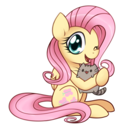 Size: 700x700 | Tagged: safe, artist:solar-slash, fluttershy, cat, g4, cute, female, hug, looking at you, one eye closed, solo