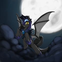 Size: 1000x1000 | Tagged: safe, artist:white-pwny, bat pony, pony, g4, night guard