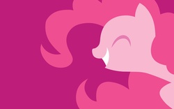 Size: 2400x1500 | Tagged: safe, artist:megasweet, part of a set, pinkie pie, earth pony, pony, g4, bust, eyes closed, female, grin, lineless, mare, minimalist, portrait, profile, simple background, smiling, solo, wallpaper