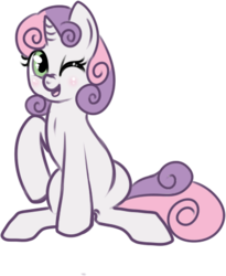 Size: 354x432 | Tagged: safe, artist:lulubell, sweetie belle, pony, g4, female, simple background, solo, transparent background, wink
