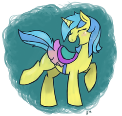 Size: 1216x1152 | Tagged: safe, artist:1eg, lemony gem, g4, dancing, eyes closed, open mouth, raised hoof, raised leg