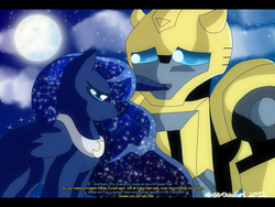 Size: 1024x768 | Tagged: safe, princess luna, g4, bumblebee (transformers), transformers