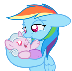 Size: 810x790 | Tagged: safe, artist:selective-yellow, rainbow dash, oc, g4, crying, foal, magical lesbian spawn, newborn, offspring, parent:rainbow dash, parent:rarity, parents:raridash, simple background, tears of joy, transparent background