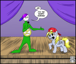 Size: 1024x855 | Tagged: safe, artist:onipolice, derpy hooves, pegasus, pony, g4, coach z, crossover, female, homestar runner, mare