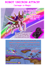 Size: 744x1074 | Tagged: safe, artist:killer-sweet, pony, unicorn, megatron, nyan cat, optimus prime, ponified, pun, robot unicorn attack, transformers, unicorn-unicron confusion, unicron