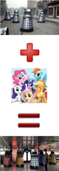 Size: 612x1756 | Tagged: safe, applejack, fluttershy, pinkie pie, rainbow dash, rarity, twilight sparkle, g4, dalek, doctor who, female