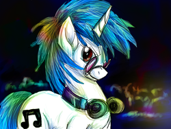 Size: 800x600 | Tagged: safe, artist:fizzy-dog, dj pon-3, vinyl scratch, pony, g4, female, headphones, solo