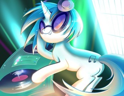 Size: 990x765 | Tagged: safe, artist:misteelala, dj pon-3, vinyl scratch, pony, g4, female, goggles, solo