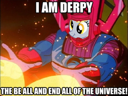 Size: 625x469 | Tagged: safe, derpy hooves, pegasus, pony, g4, female, galactus, image macro, mare, marvel