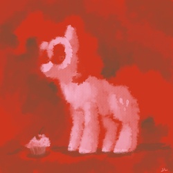 Size: 864x864 | Tagged: safe, artist:docwario, pinkie pie, earth pony, pony, g4, creepy, cupcake